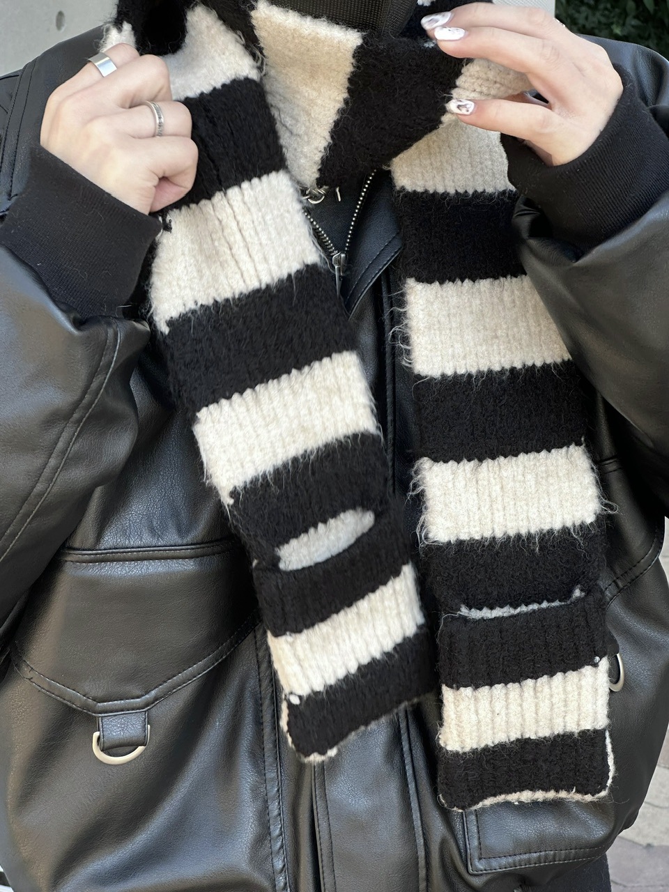 大阪店WEB限定【Chikashitsu +】border pocket muffler (2color)