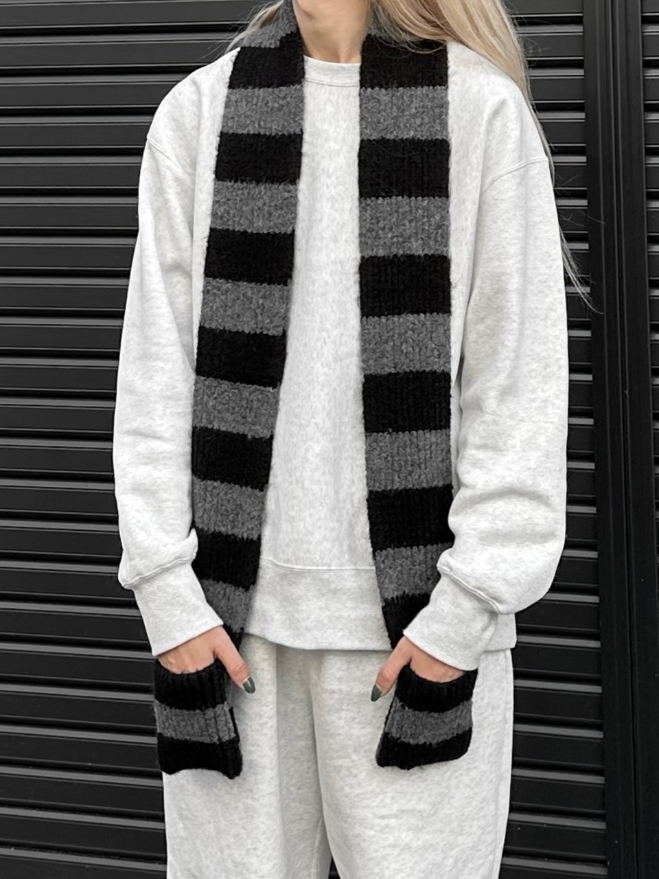 大阪店WEB限定【Chikashitsu +】border pocket muffler (2color)