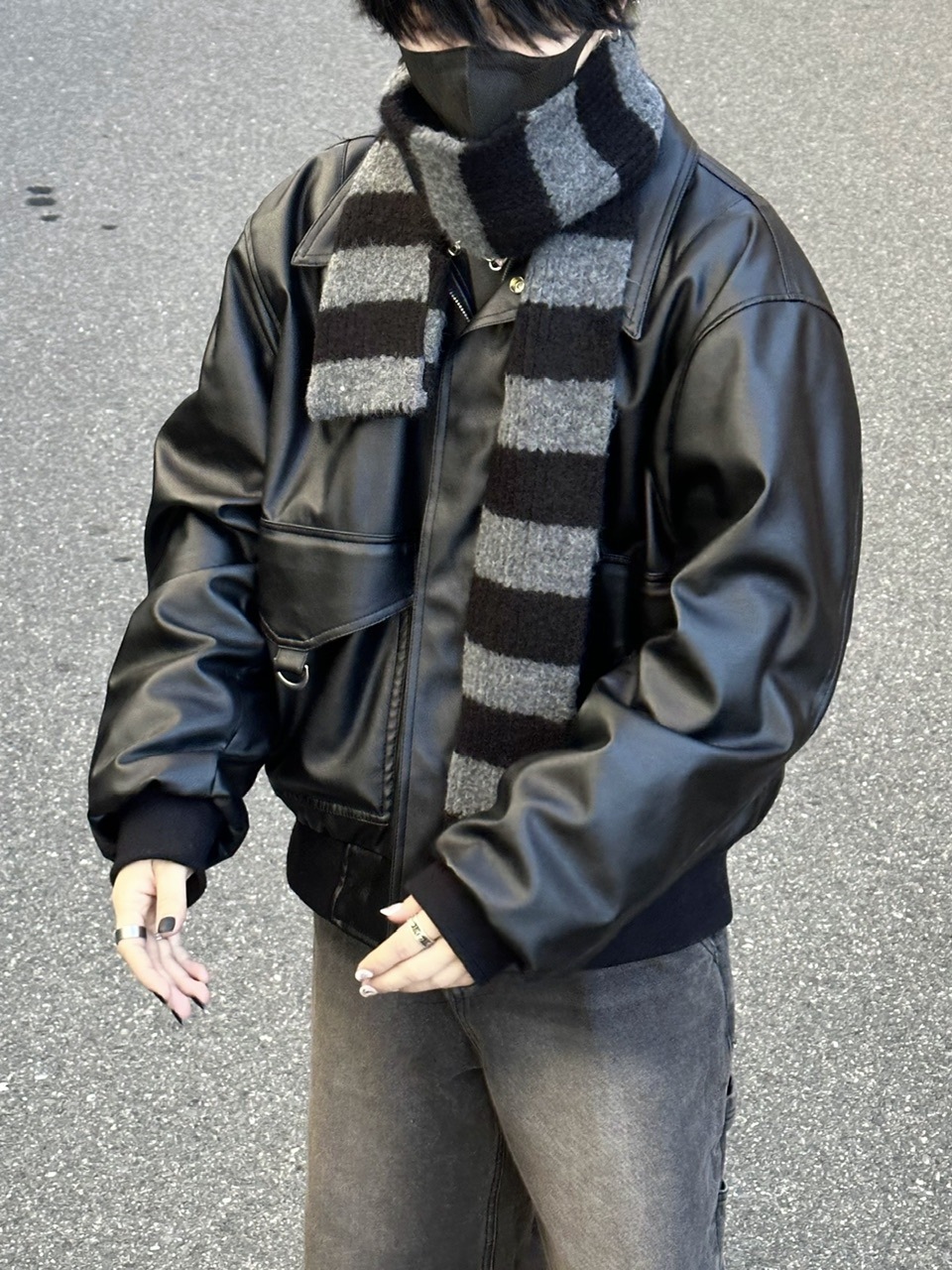 大阪店WEB限定【Chikashitsu +】border pocket muffler (2color)