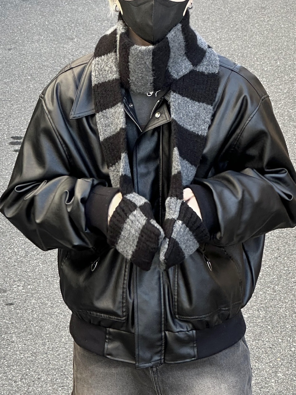 大阪店WEB限定【Chikashitsu +】border pocket muffler (2color)