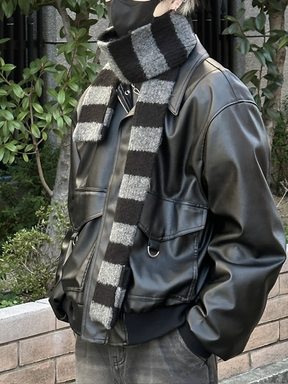 大阪店WEB限定【Chikashitsu +】border pocket muffler (2color)