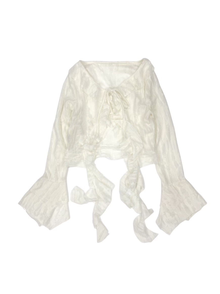 受注制【XU DOG】damage frill cardigan (2color)