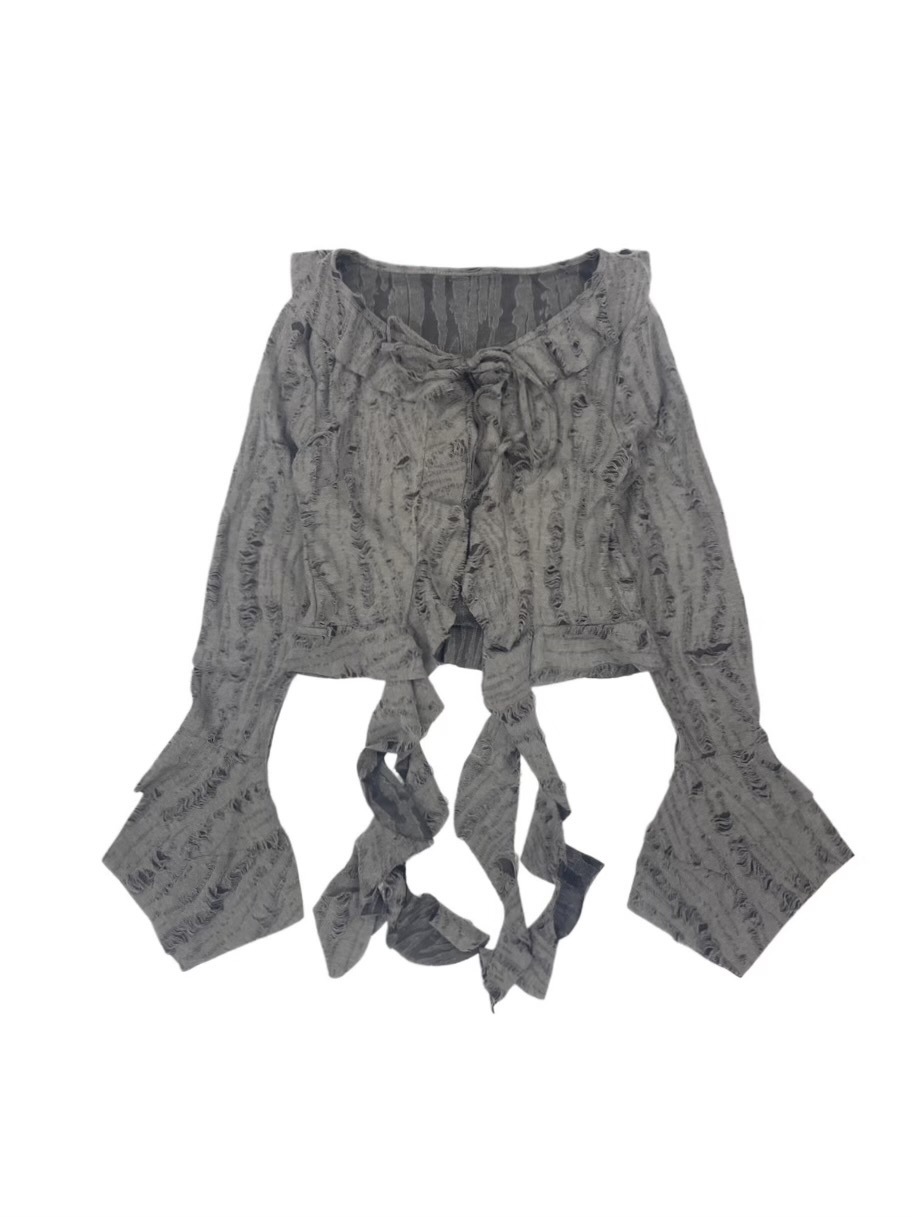 受注制【XU DOG】damage frill cardigan (2color)