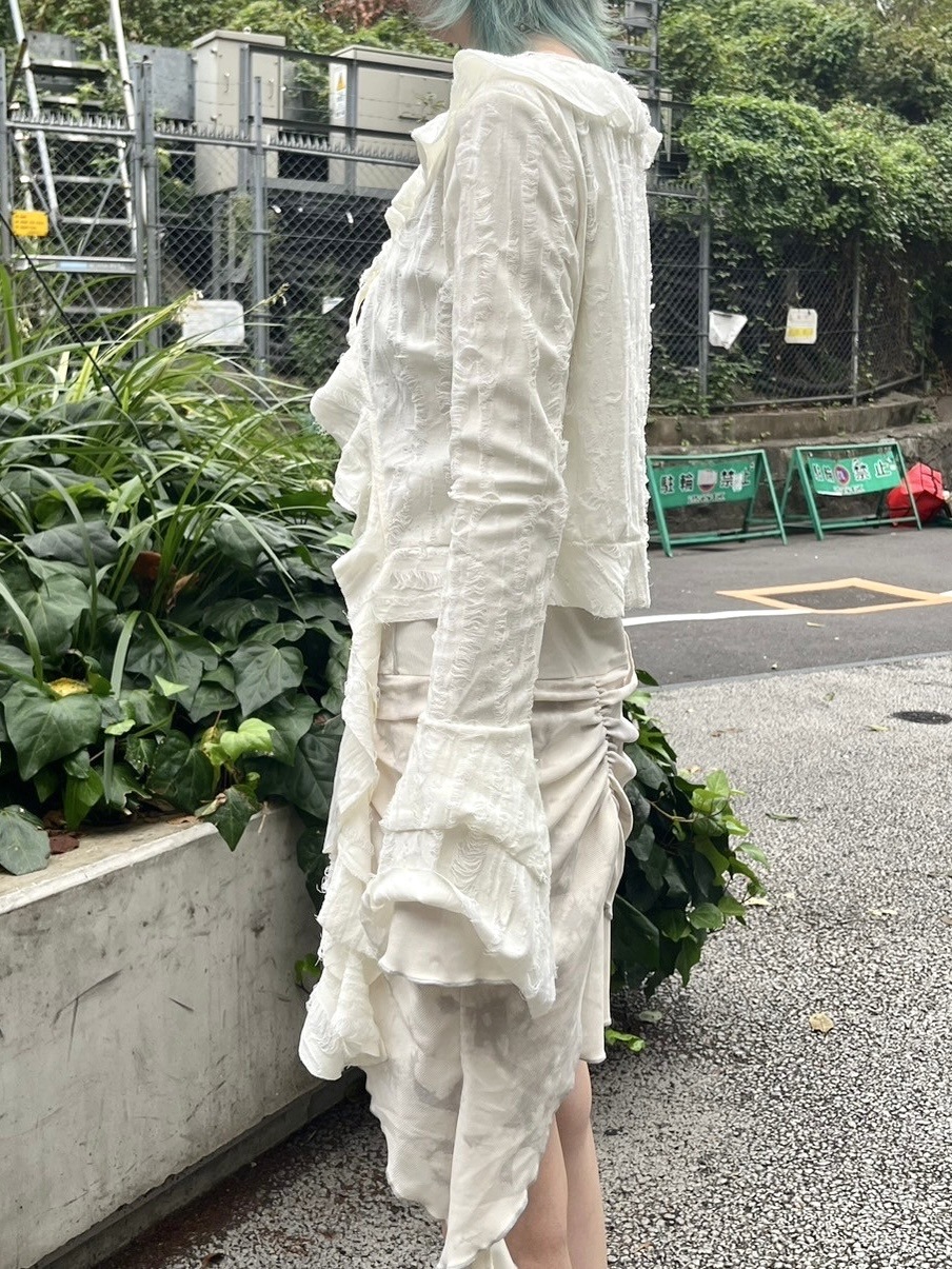 受注制【XU DOG】damage frill cardigan (2color)
