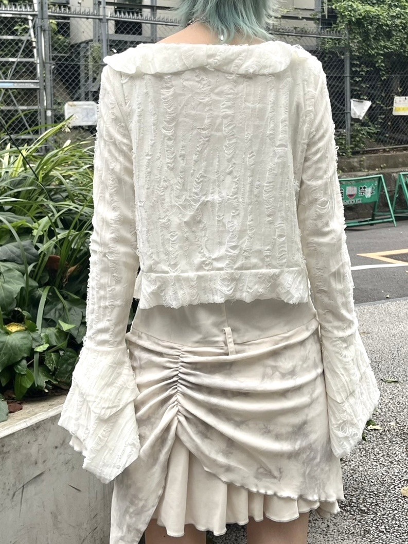 受注制【XU DOG】damage frill cardigan (2color)