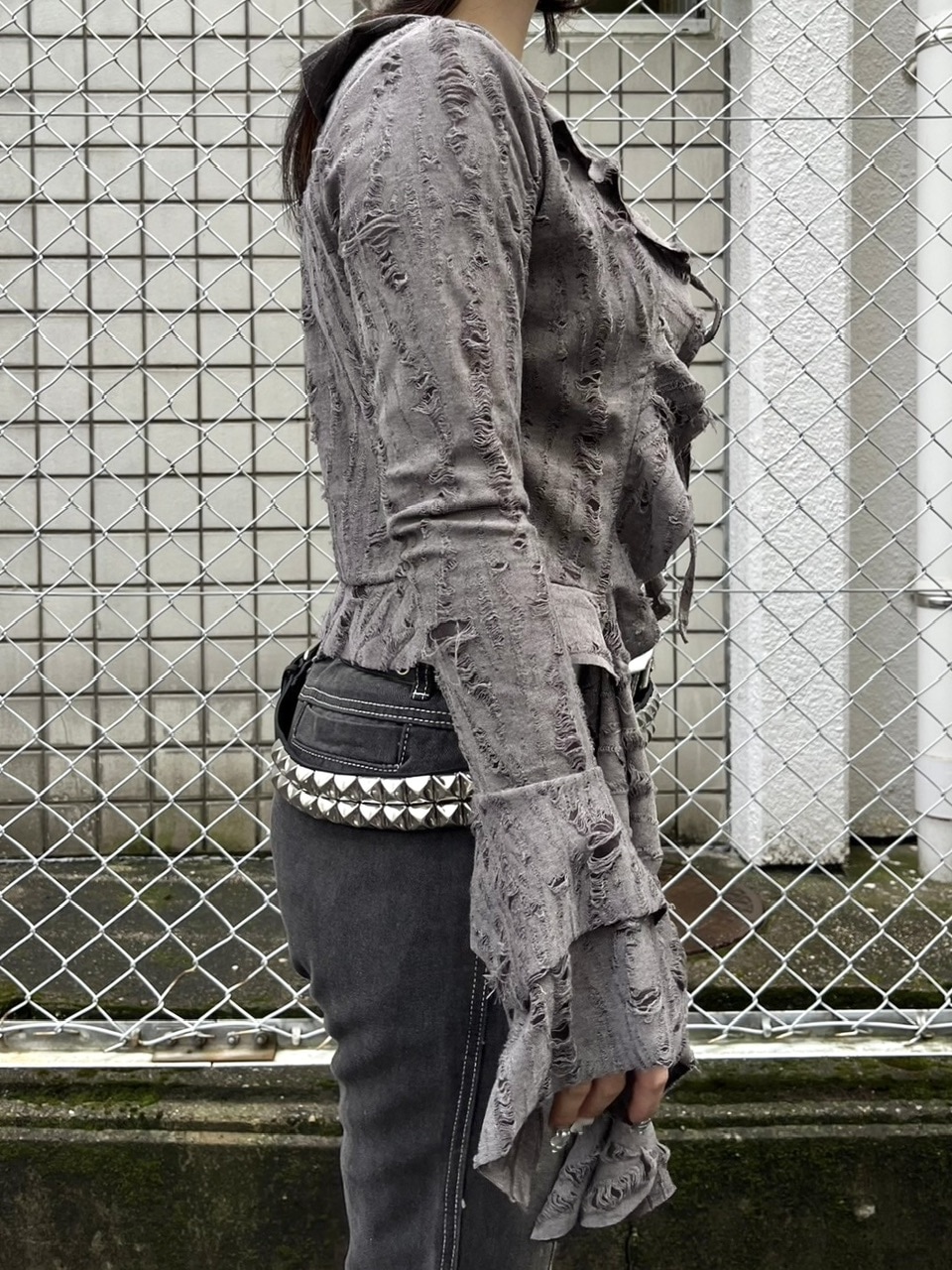 受注制【XU DOG】damage frill cardigan (2color)