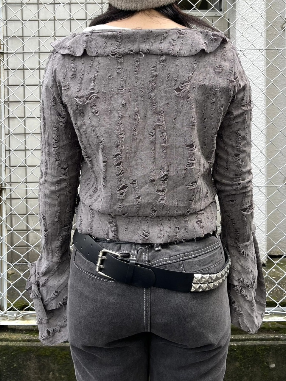 受注制【XU DOG】damage frill cardigan (2color)