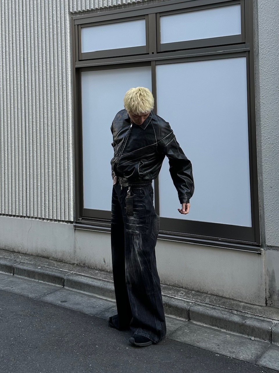 大阪店WEB限定【Chikashitsu +】crack wash wide denim pants