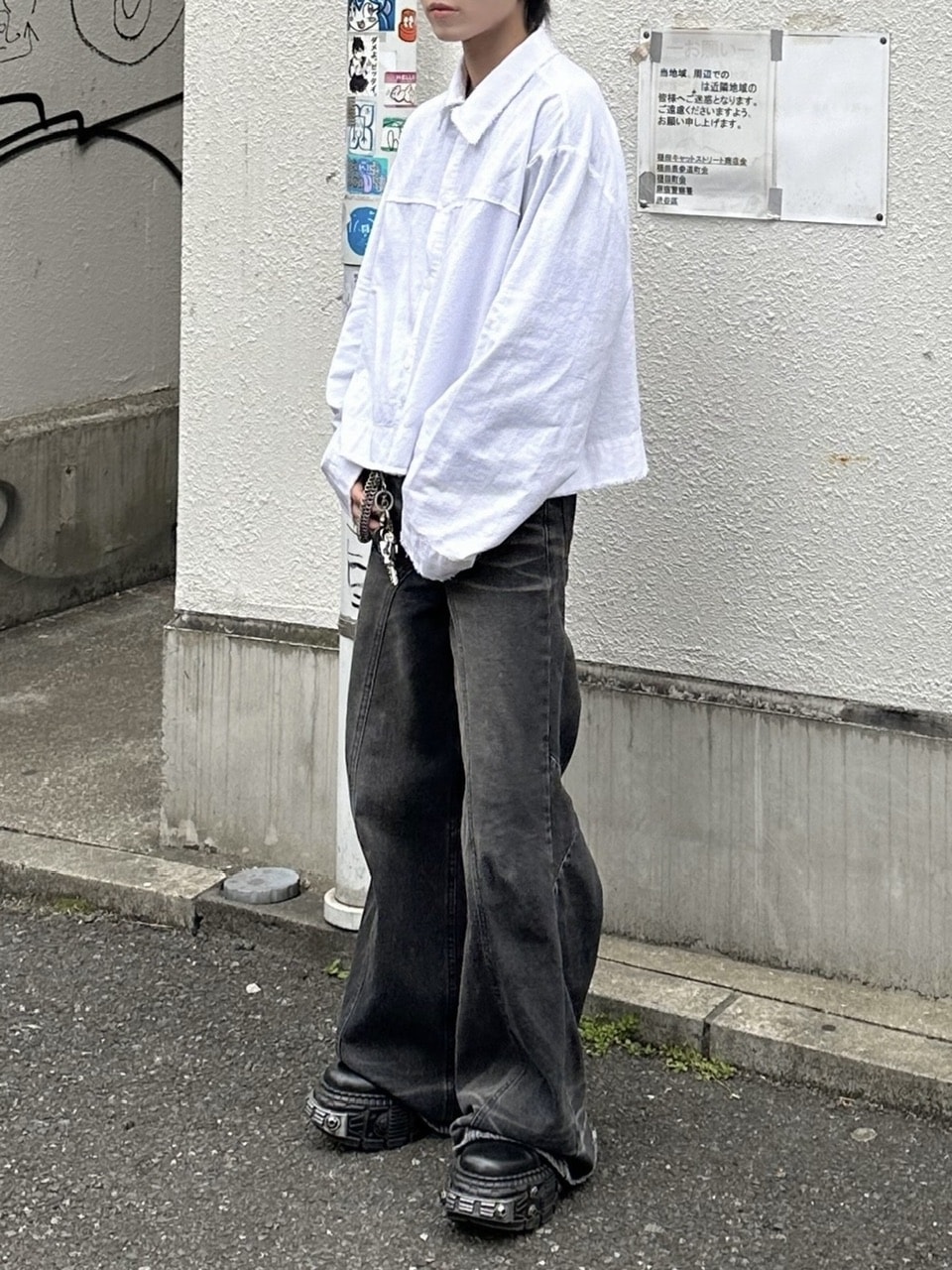 【Chikashitsu +】Loose fit cropped shirt 東京店WEB限定受注制【Chikashitsu +】Loose fit cropped shirt