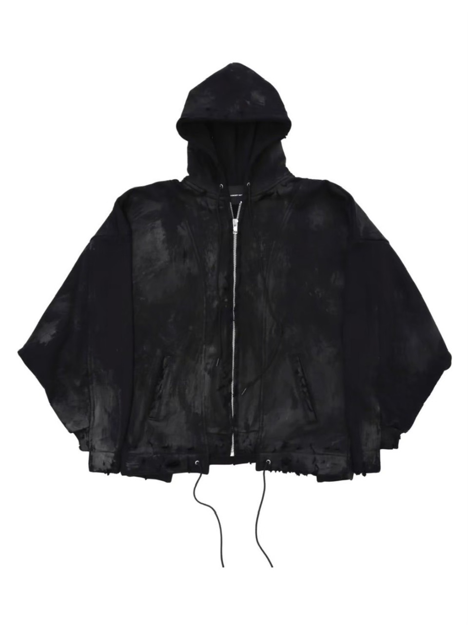 CONCEPT NOTHING】AB INFERNO DESTROYED BLACK ZIPPER HOODIE | OUR