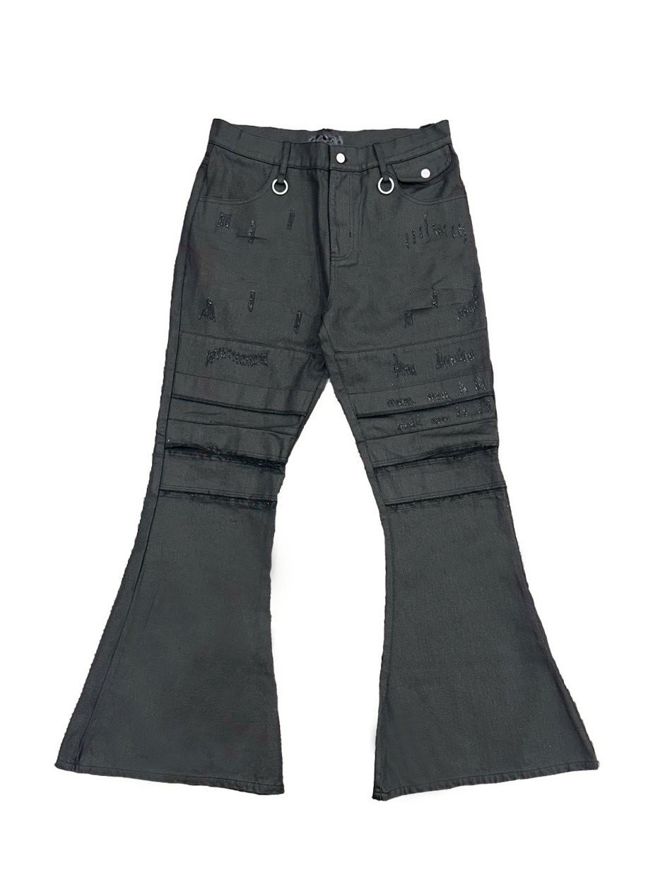 【DIG YOUR OWN GRAVE】COATING SLASH FLARE PANTS /【ディグユアオウングレイブ】コーティングダメージフレアパンツ