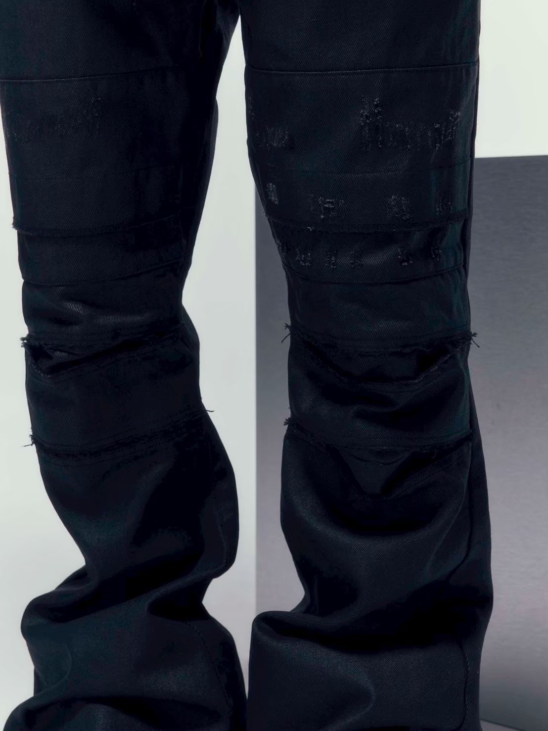 【DIG YOUR OWN GRAVE】COATING SLASH FLARE PANTS /【ディグユアオウングレイブ】コーティングダメージフレアパンツ