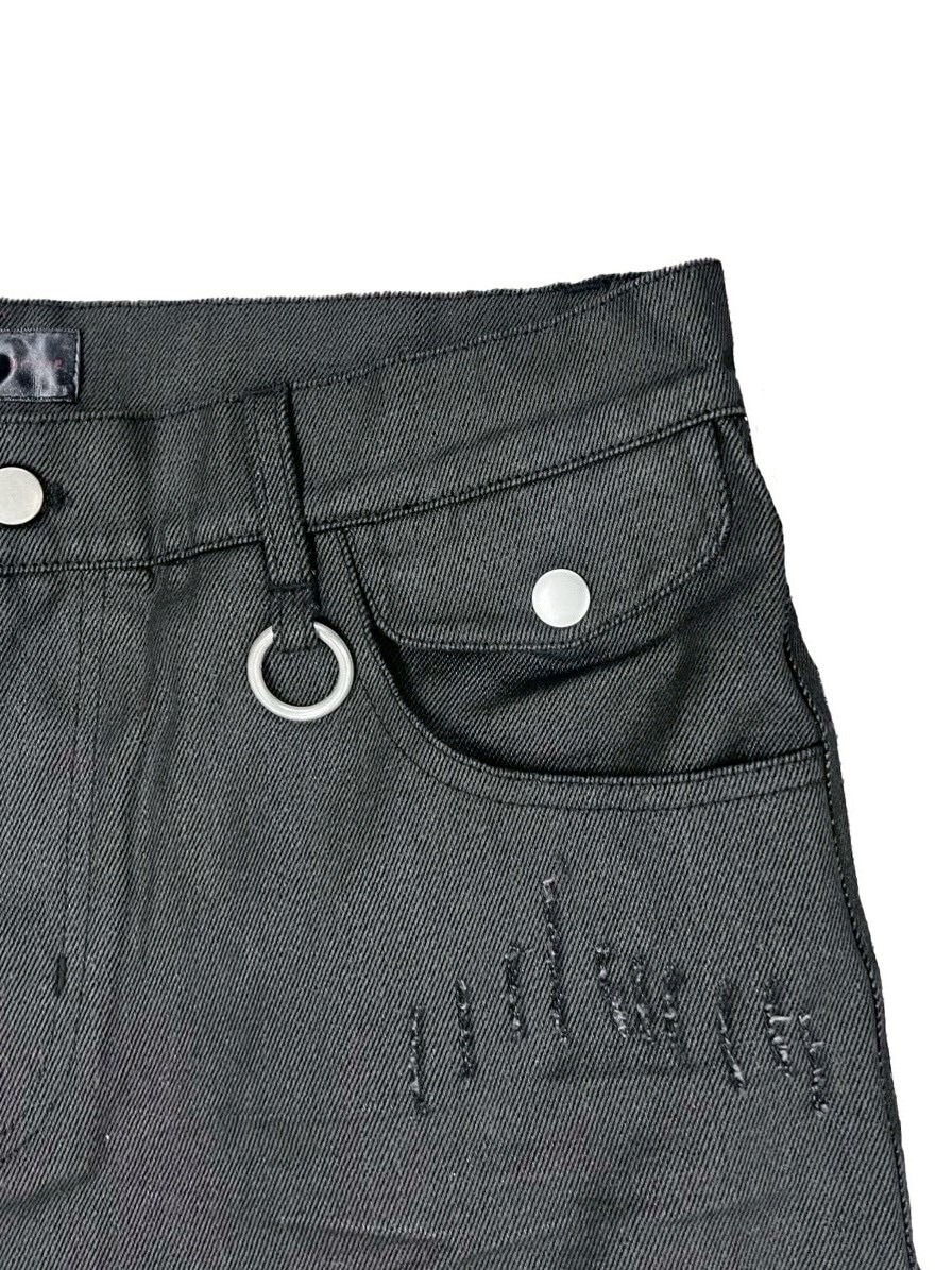 【DIG YOUR OWN GRAVE】COATING SLASH FLARE PANTS /【ディグユアオウングレイブ】コーティングダメージフレアパンツ