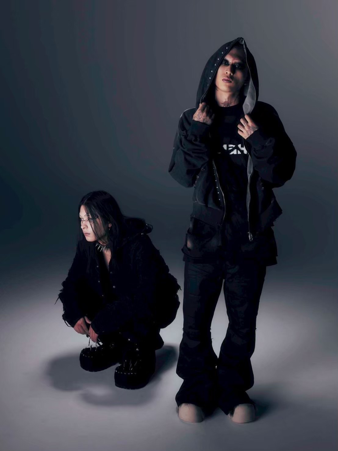 【DIG YOUR OWN GRAVE】COATING SLASH FLARE PANTS /【ディグユアオウングレイブ】コーティングダメージフレアパンツ