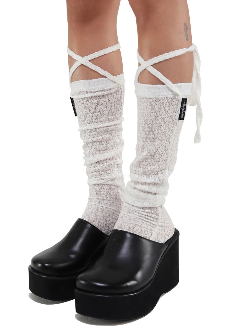 12/21 20:00 再販【Uglyshadow】LACE LONG SOCKS (5color)