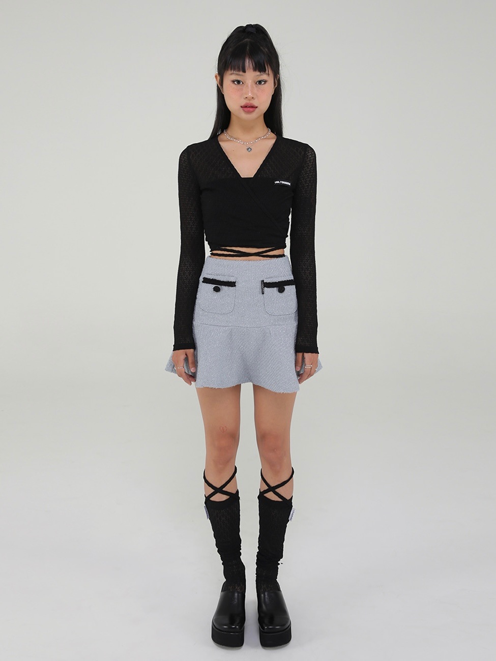 12/21 20:00 再販【Uglyshadow】LACE LONG SOCKS (5color)