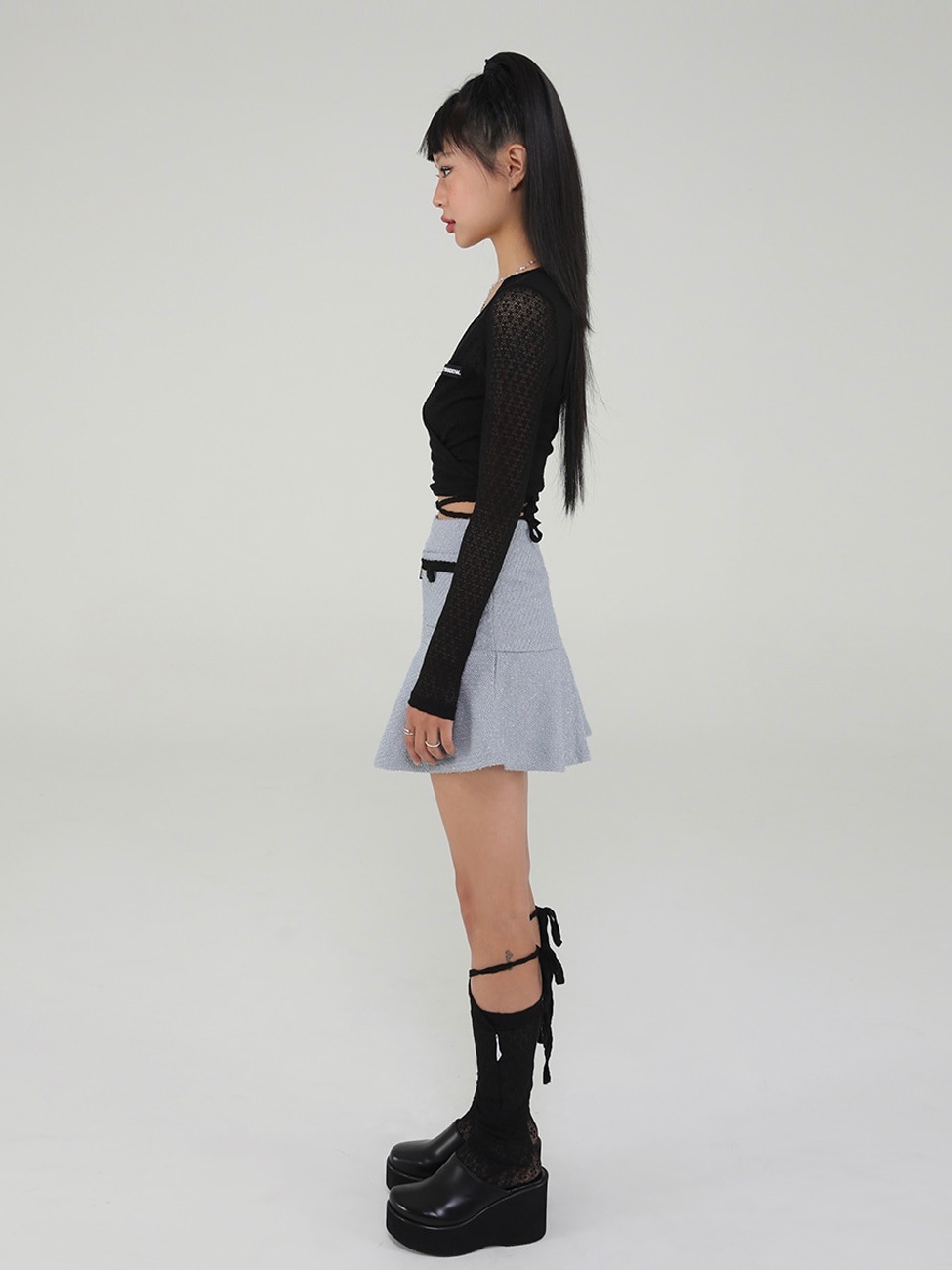 12/21 20:00 再販【Uglyshadow】LACE LONG SOCKS (5color)