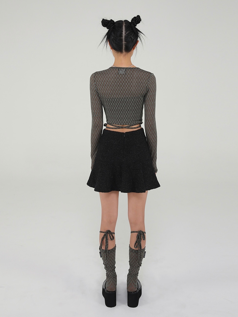 12/21 20:00 再販【Uglyshadow】LACE LONG SOCKS (5color)