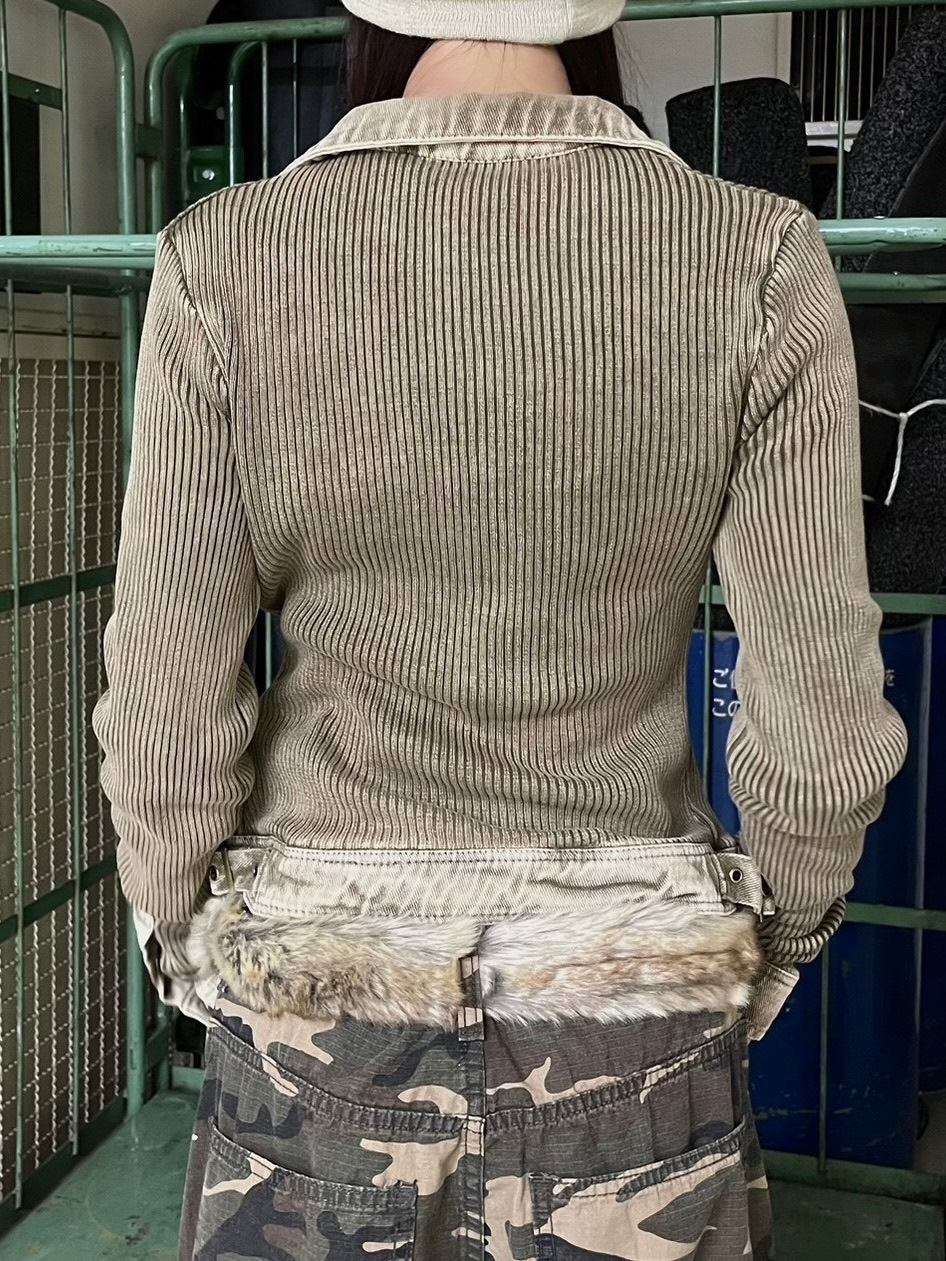 受注制【Never mind the XU】vintage pocket zip up jacket (2color)