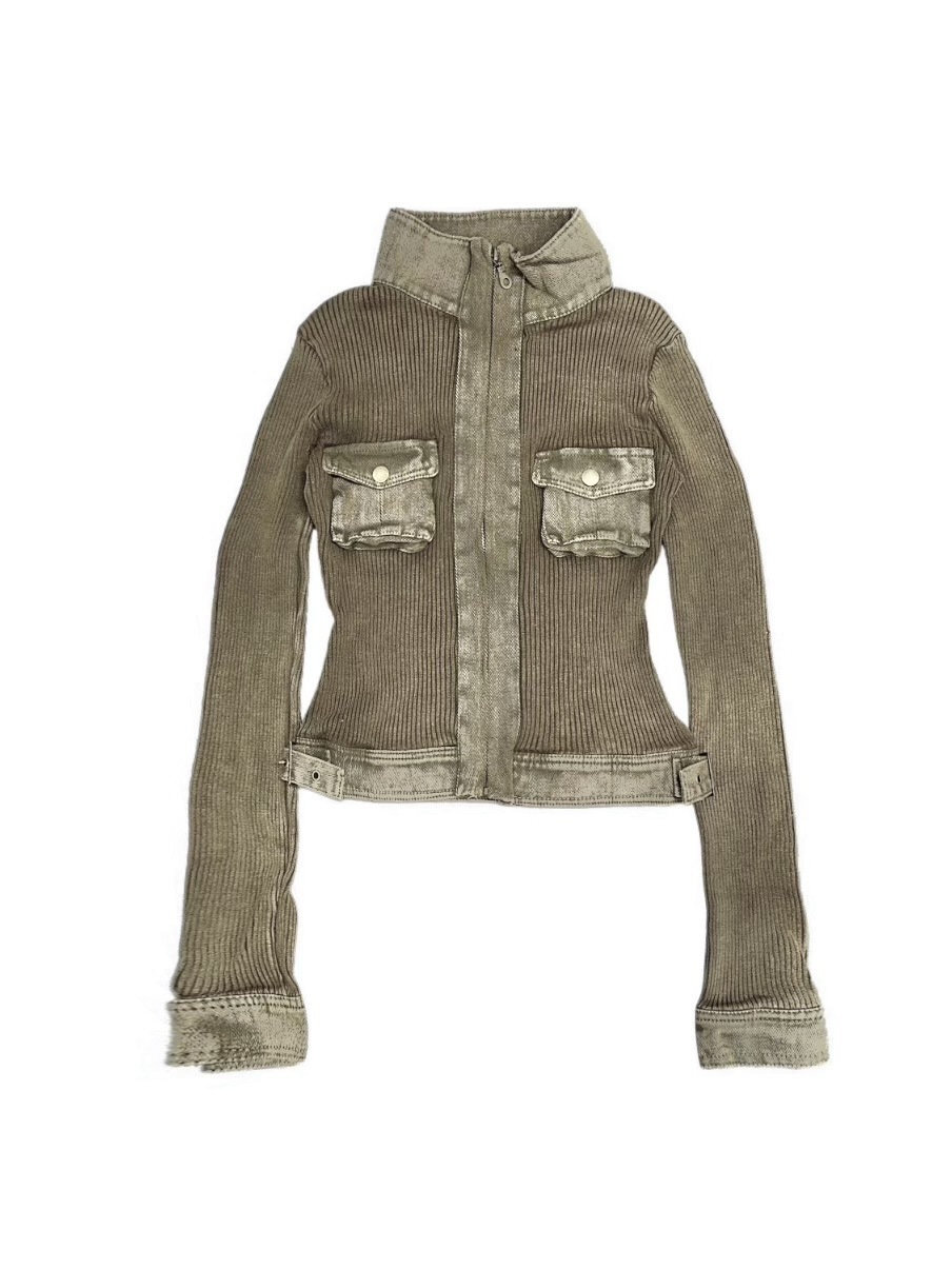 受注制【Never mind the XU】vintage pocket zip up jacket (2color)