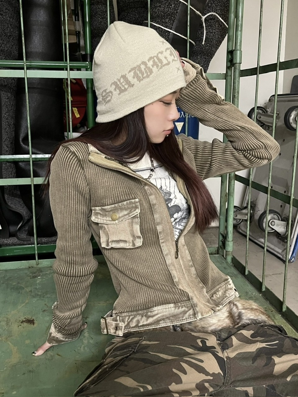 受注制【Never mind the XU】vintage pocket zip up jacket (2color)