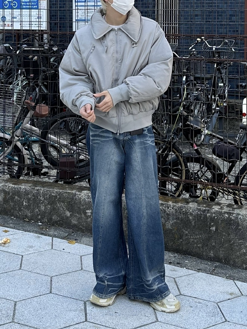 パンツ Chikashitsu + backsnap flare denim pants 大阪店WEB限定受注制【Chikashitsu +】back snap wide flare