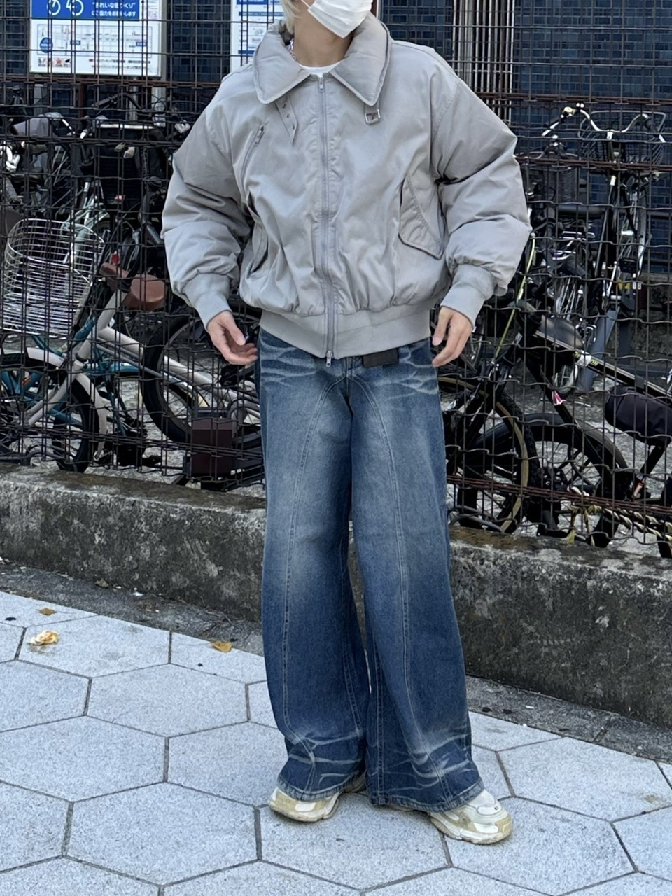 パンツ Chikashitsu + backsnap flare denim pants 大阪店WEB限定受注制【Chikashitsu +】back snap wide flare