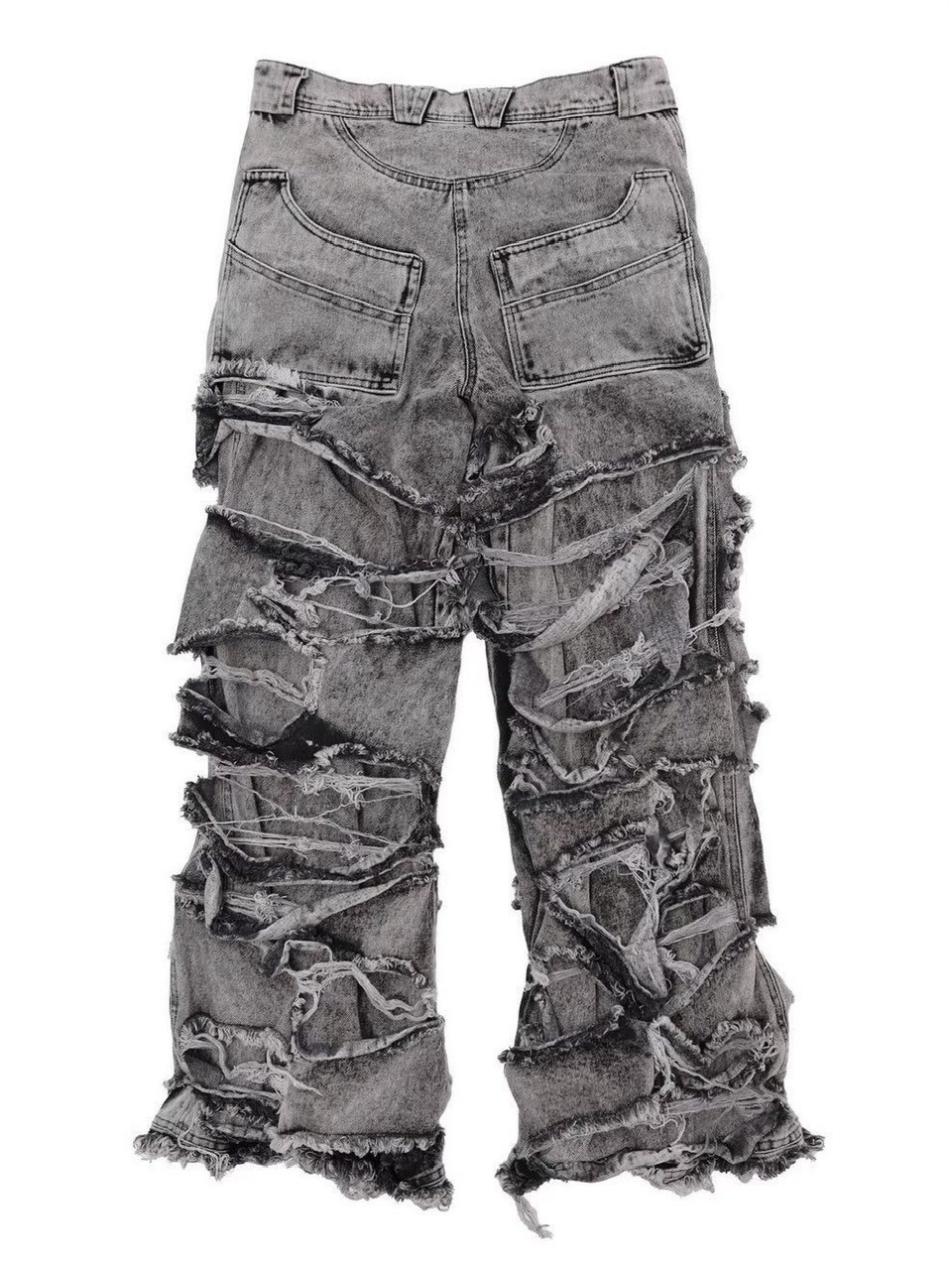パンツ ASPHALT DISTRESSED DOUBLE LAYERED PANTS CONCEPT NOTHING】ASPHALT DISTRESSED DOUBLE LAYERED PANTS