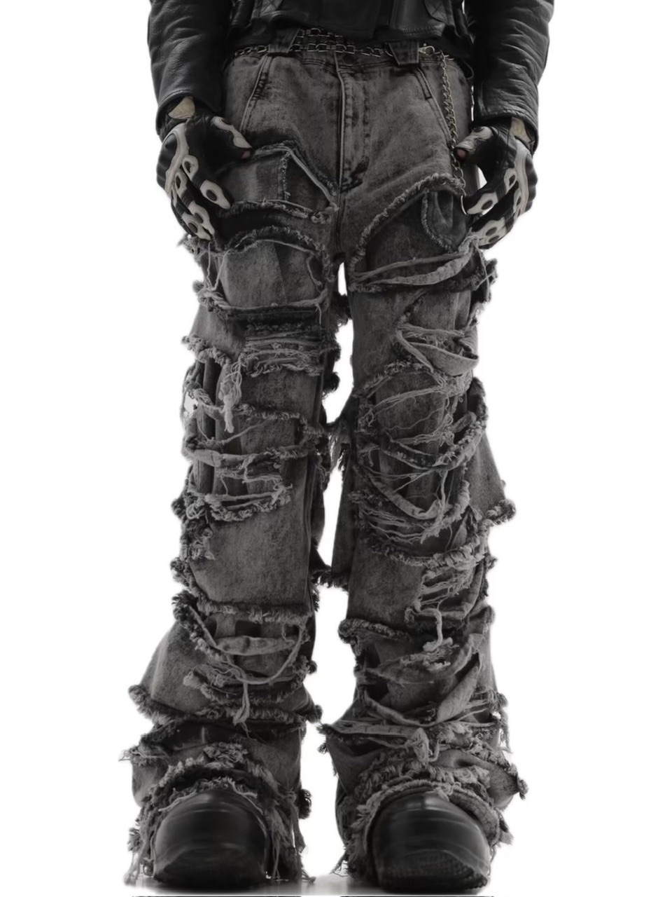 CONCEPT NOTHING】ASPHALT DISTRESSED DOUBLE LAYERED PANTS