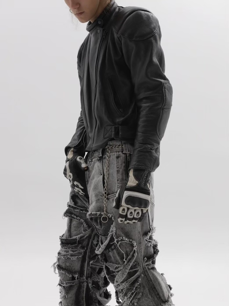 パンツ ASPHALT DISTRESSED DOUBLE LAYERED PANTS CONCEPT NOTHING】ASPHALT DISTRESSED DOUBLE LAYERED PANTS