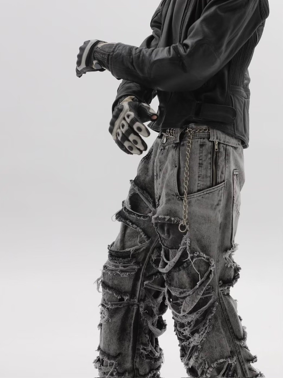 パンツ ASPHALT DISTRESSED DOUBLE LAYERED PANTS CONCEPT NOTHING】ASPHALT DISTRESSED DOUBLE LAYERED PANTS