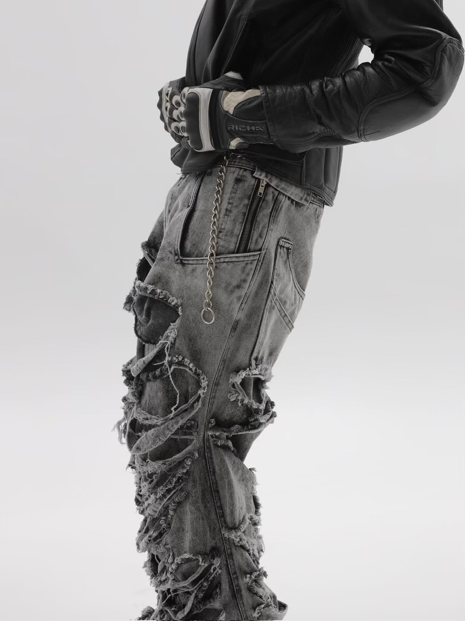 パンツ ASPHALT DISTRESSED DOUBLE LAYERED PANTS CONCEPT NOTHING】ASPHALT DISTRESSED DOUBLE LAYERED PANTS | OUR