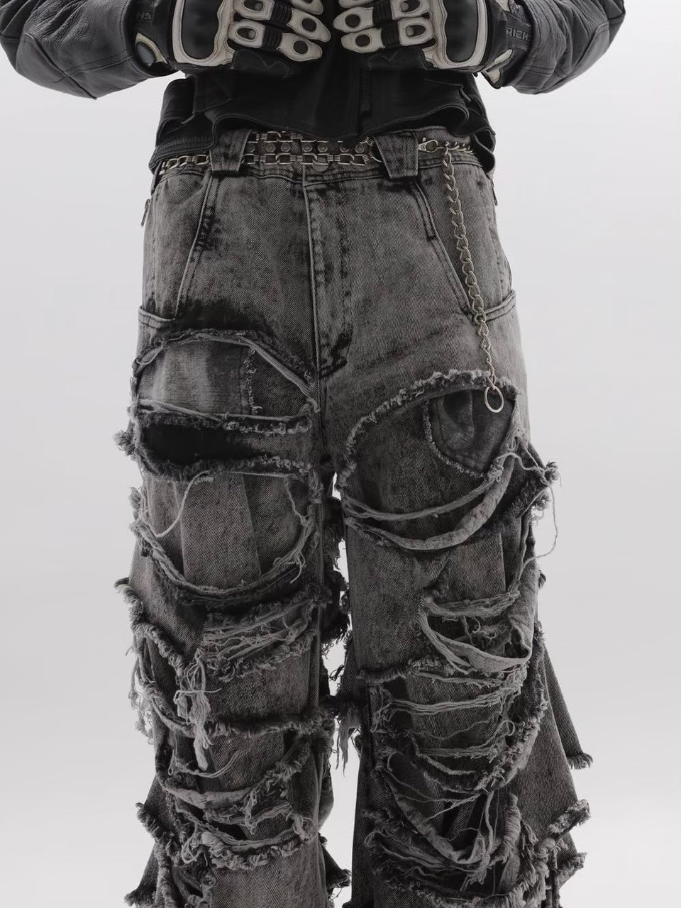 パンツ ASPHALT DISTRESSED DOUBLE LAYERED PANTS CONCEPT NOTHING】ASPHALT DISTRESSED DOUBLE LAYERED PANTS