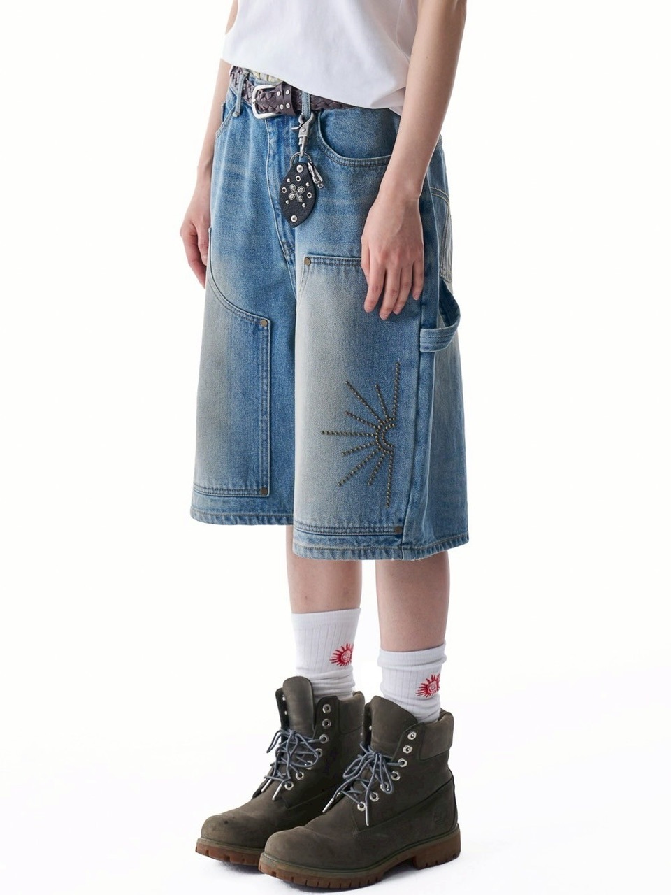 【AAKAM】Washed Double Knee Bermuda Denim Pants★男女兼用★ AAKAM】Washed Double Knee Bermuda Denim Pants | OUR BRAND