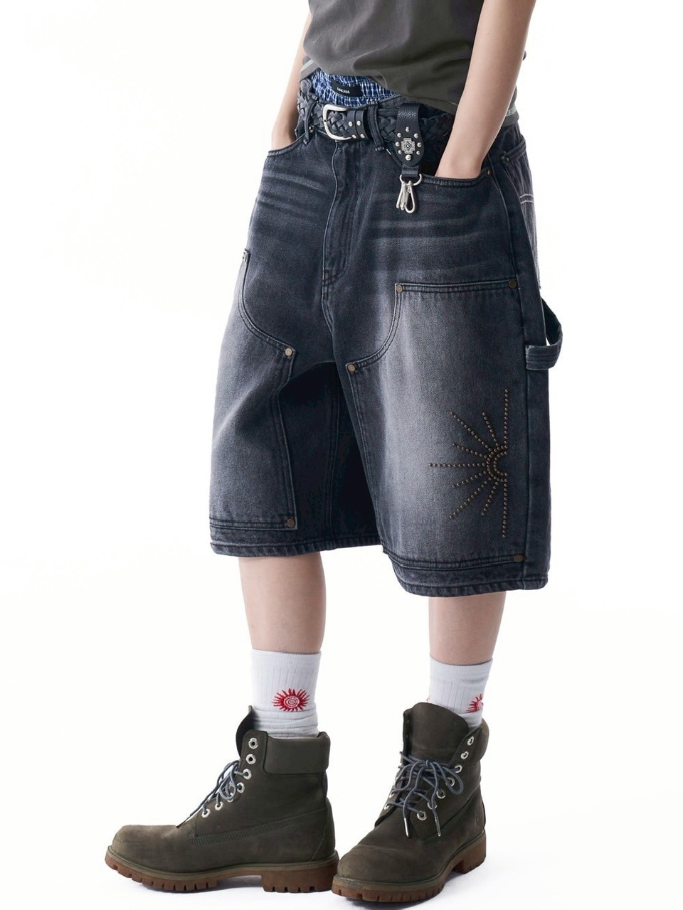 【AAKAM】Washed Double Knee Bermuda Denim Pants★男女兼用★ AAKAM】Washed Double Knee Bermuda Denim Pants | OUR BRAND