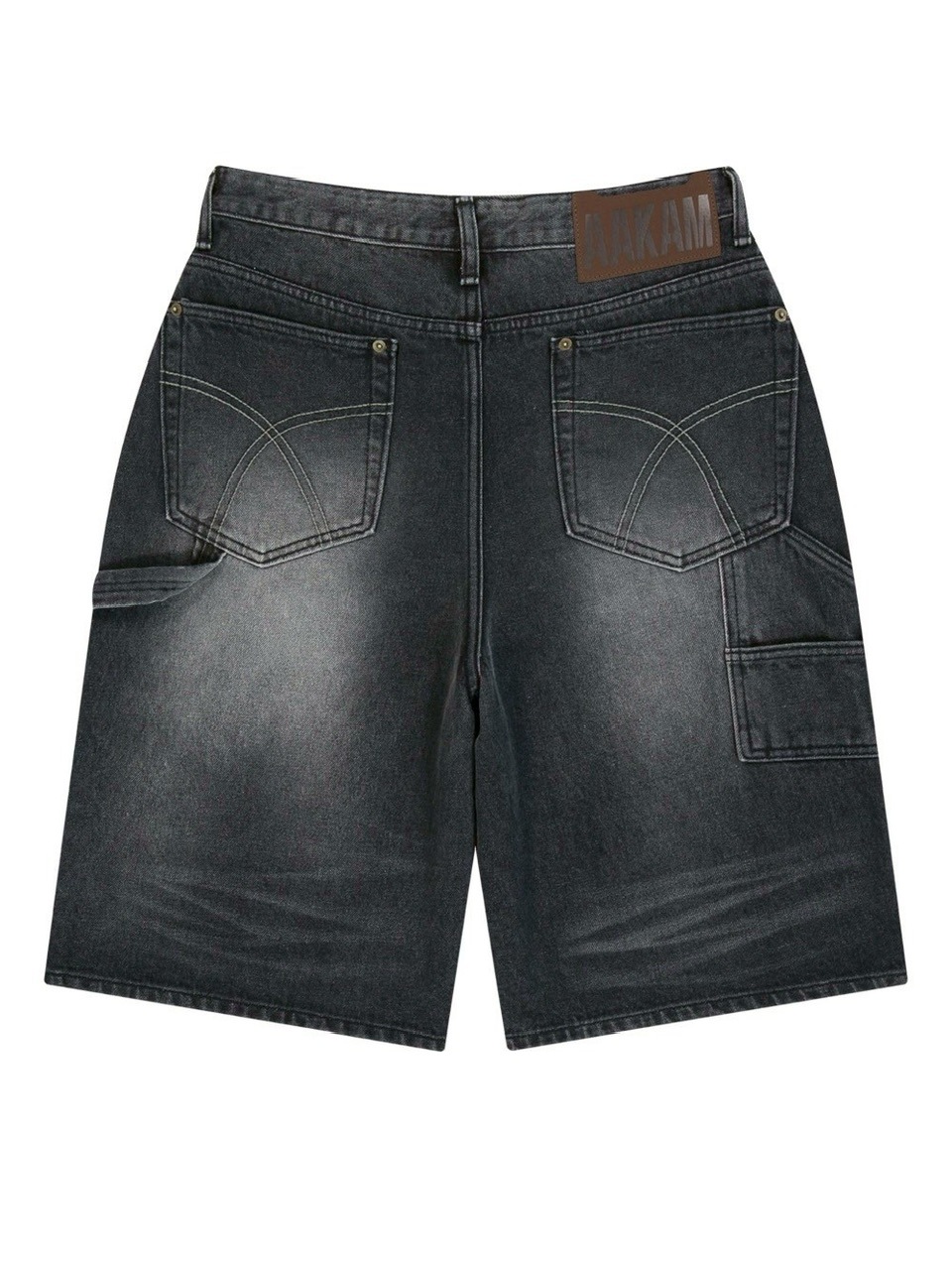 【AAKAM】Washed Double Knee Bermuda Denim Pants★男女兼用★ AAKAM】Washed Double Knee Bermuda Denim Pants | OUR BRAND
