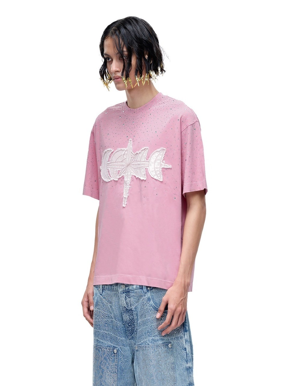 【The Boy Has No Patience】T-SHIRT The Boy Has No Patience】LUMINOUS DAWN RHINESTONE TEE / 【ザ