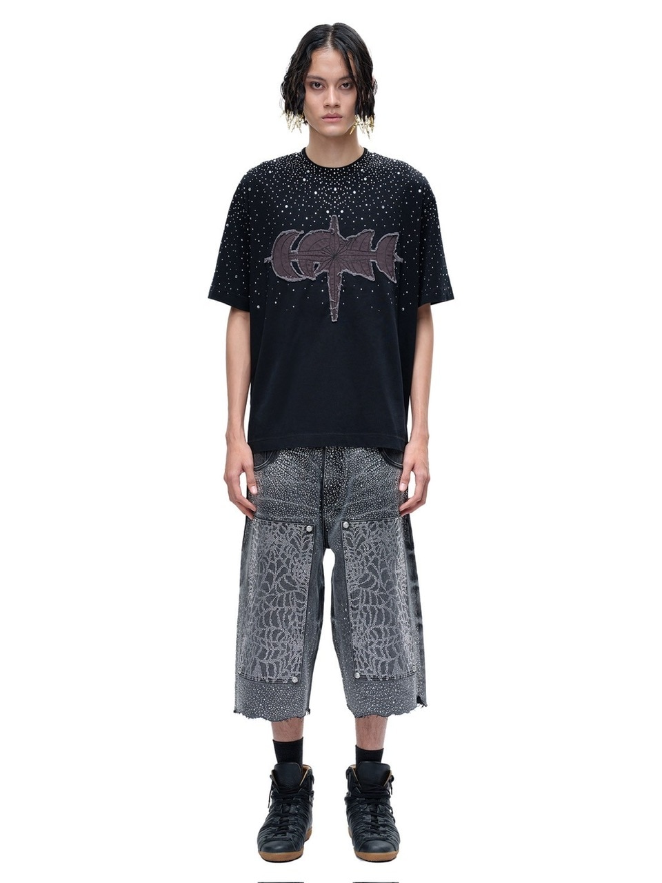 【The Boy Has No Patience】T-SHIRT The Boy Has No Patience】LUMINOUS DAWN RHINESTONE TEE / 【ザ
