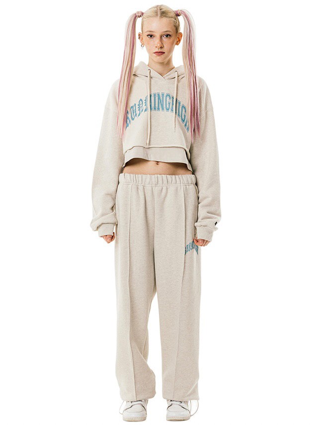 【running high】ARCH LOGO LAYERED CROP HOODIE