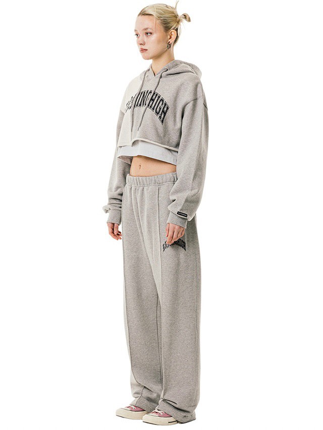 【running high】ARCH LOGO LAYERED CROP HOODIE