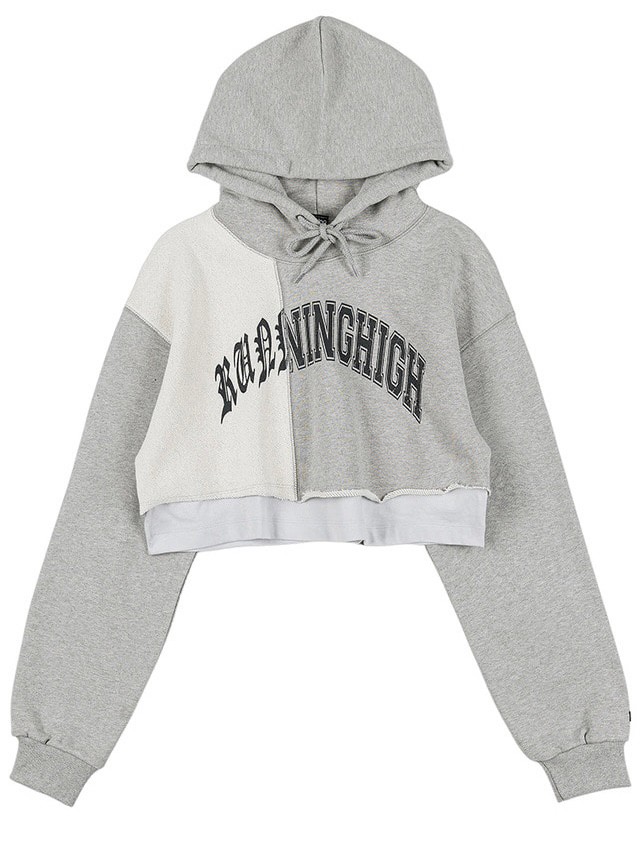 【running high】ARCH LOGO LAYERED CROP HOODIE