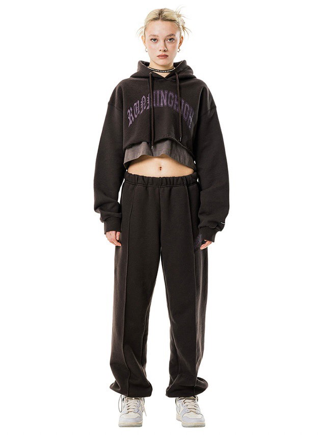 【running high】ARCH LOGO LAYERED CROP HOODIE