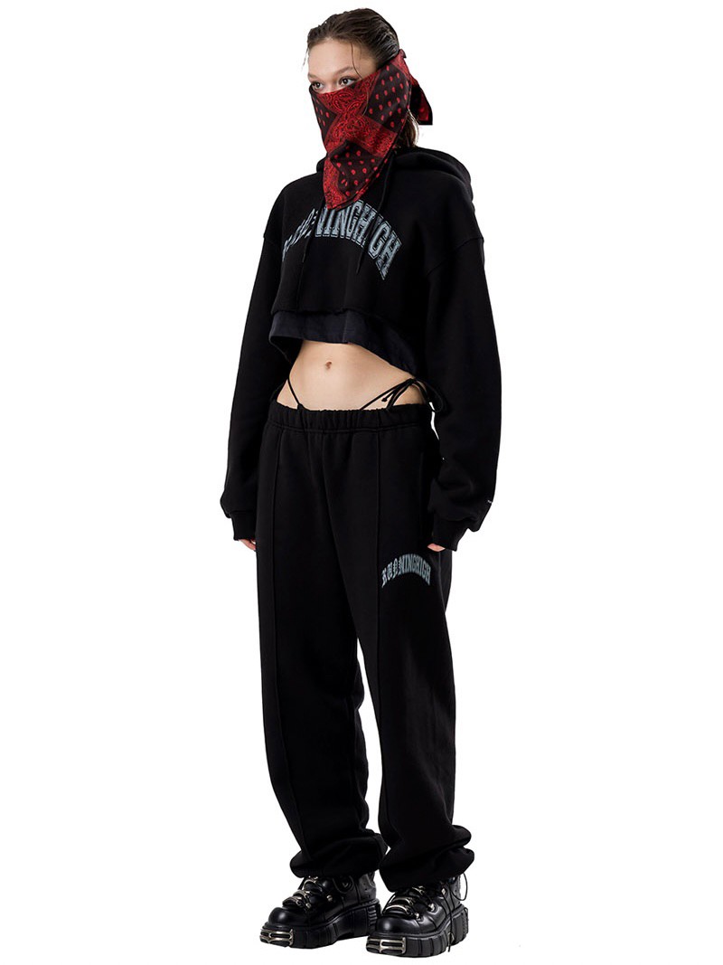 【running high】ARCH LOGO LAYERED CROP HOODIE