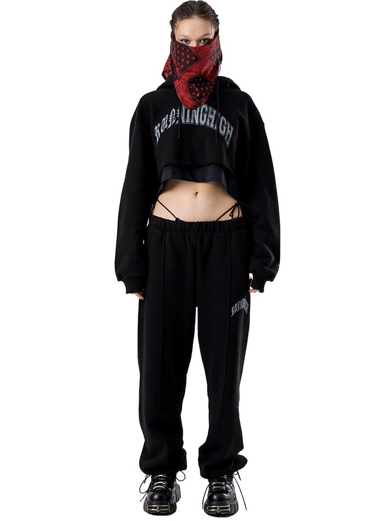 【running high】ARCH LOGO LAYERED CROP HOODIE