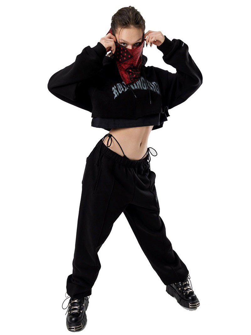 【running high】ARCH LOGO LAYERED CROP HOODIE