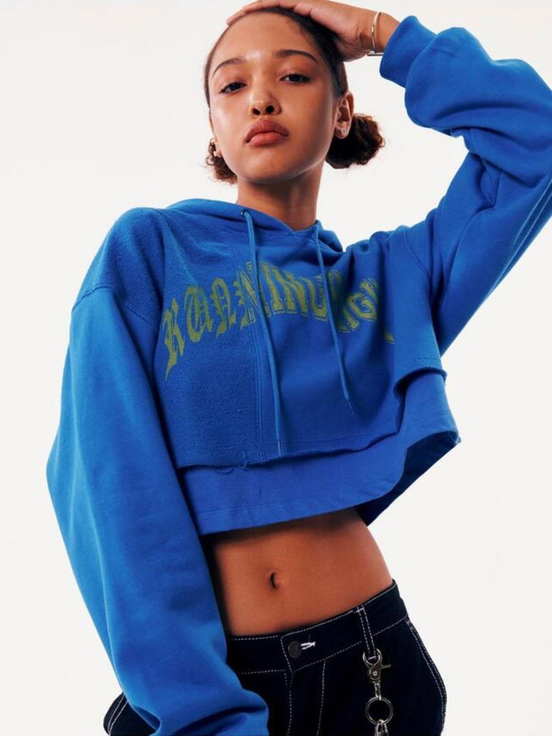 【running high】ARCH LOGO LAYERED CROP HOODIE