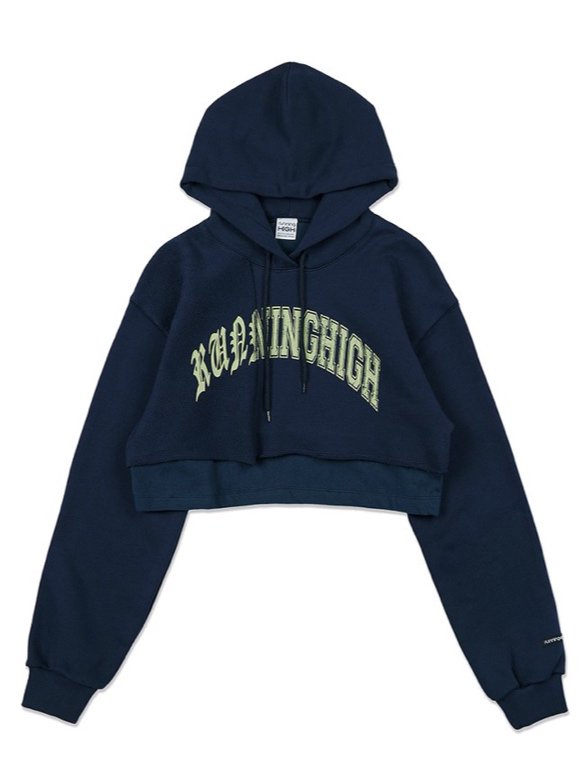 【running high】ARCH LOGO LAYERED CROP HOODIE