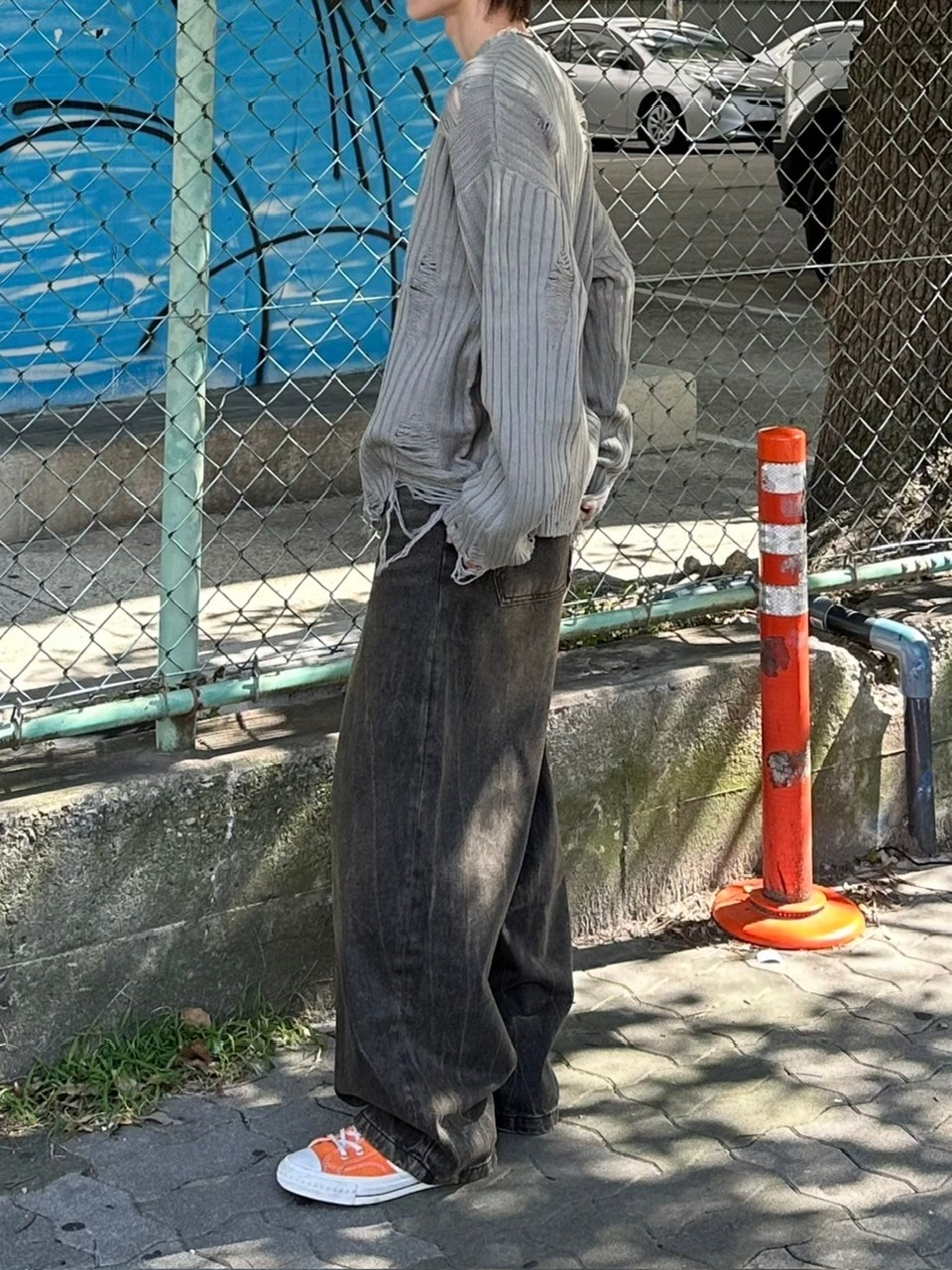 大阪店WEB限定受注制【Chikashitsu +】vintage wash wide denim pants