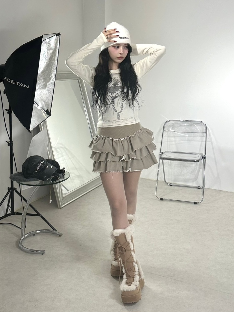 受注制【Never mind the XU】damage frill mini skirt (2color