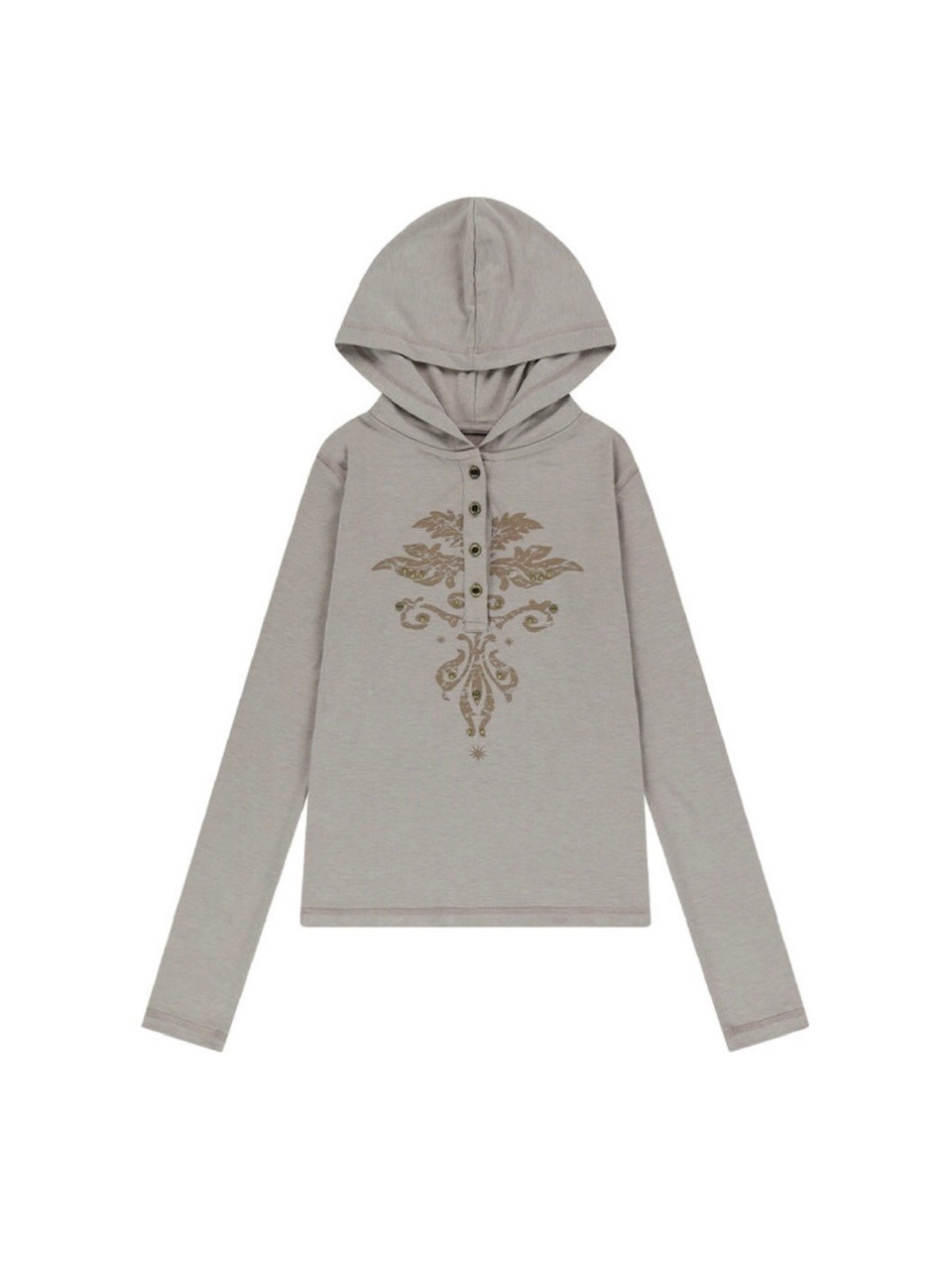 AAKAM ■ Studded CROS2 Hooded Long Sleeve AAKAM】Studded Leaf Hooded Long Sleeve | OUR BRAND,AAKAM
